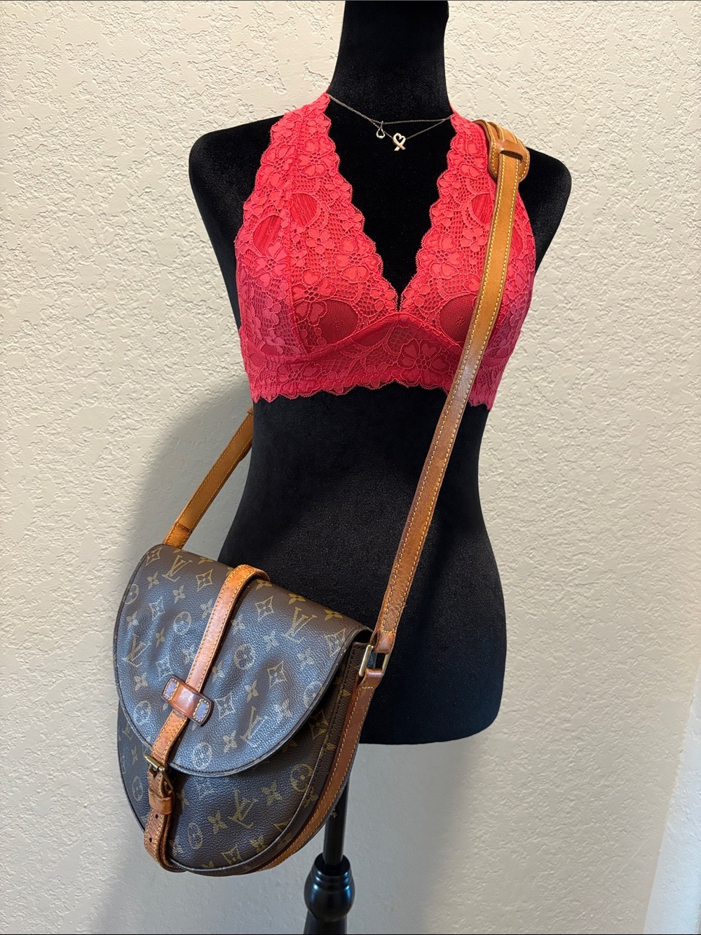 Louis Vuitton Monogram Canvas Crossbody with Tan Leather Trim